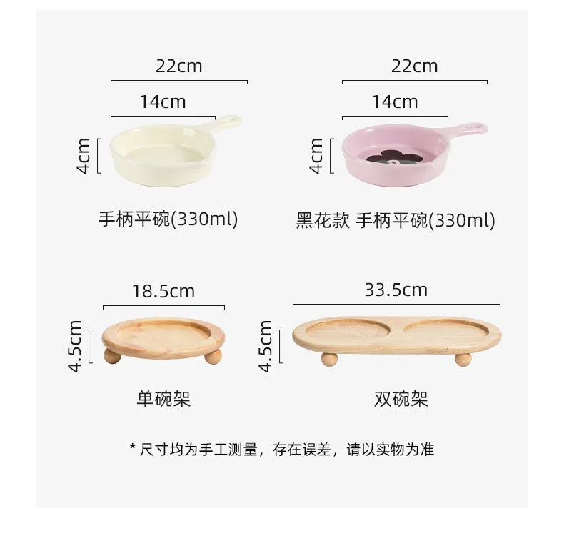 Ceramic Pan-Shaped Shallow Food/Water Dish