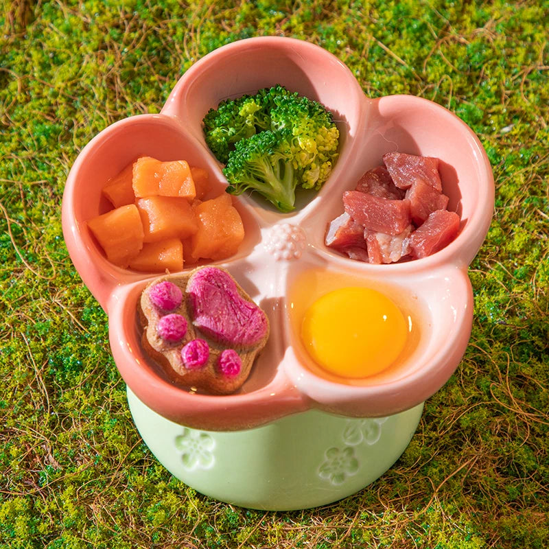 Handmade Ceramic Blossom Sectioned Food Bowl - 1ct