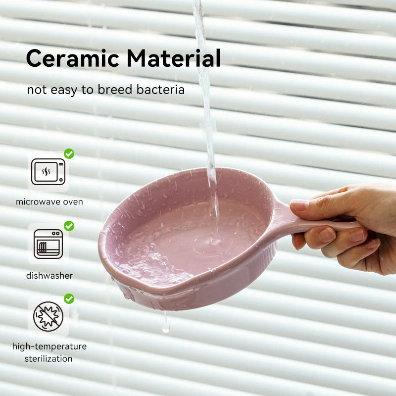Ceramic Pan-Shaped Shallow Food/Water Dish