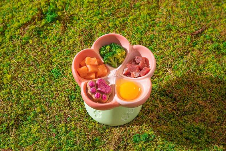 Handmade Ceramic Blossom Sectioned Food Bowl - 1ct
