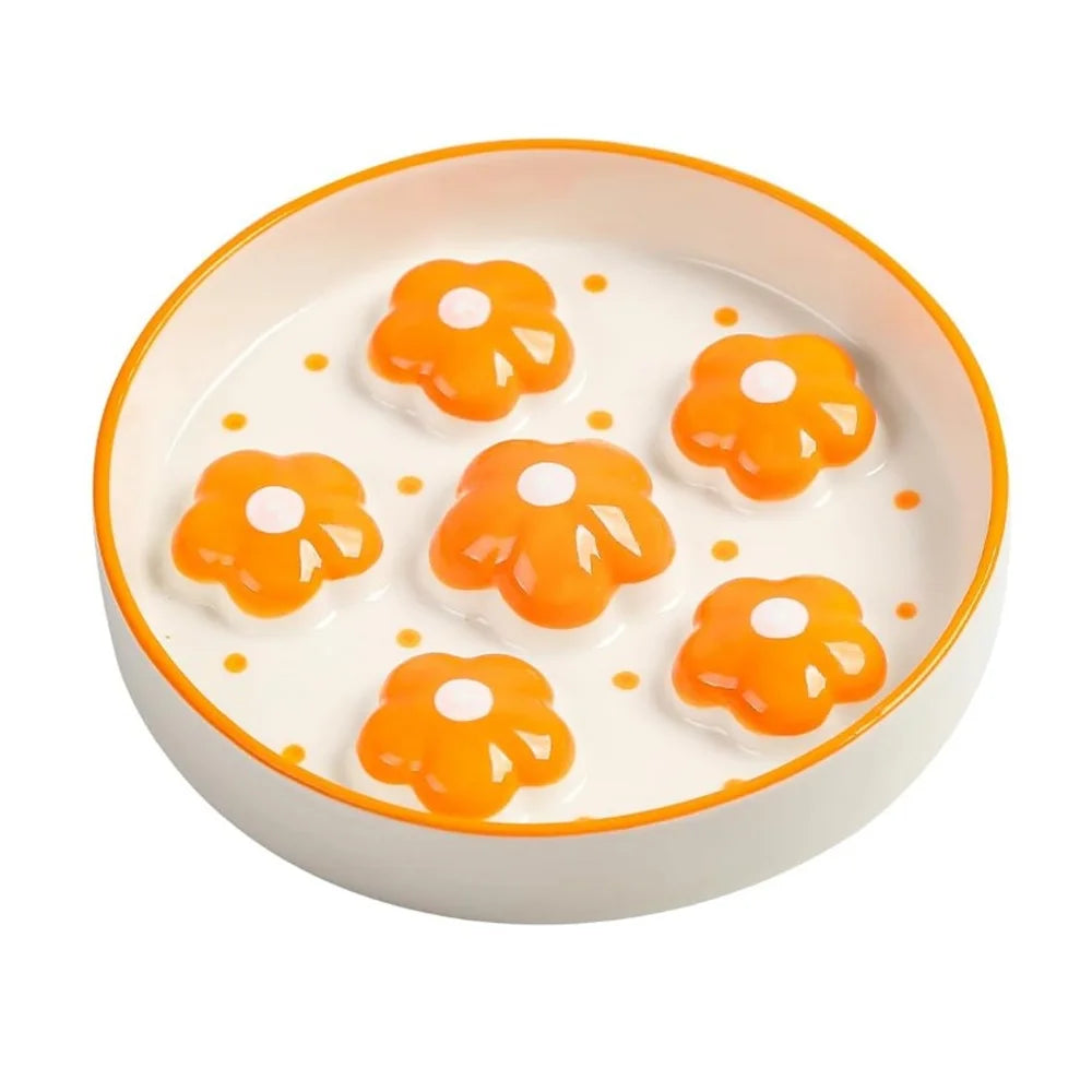 Ceramic Blossom Slow Feeder Dish - 1ct