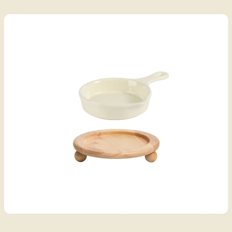 Ceramic Pan-Shaped Shallow Food/Water Dish