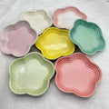Shallow Ceramic Ridged Blossom Food Dish- 1ct