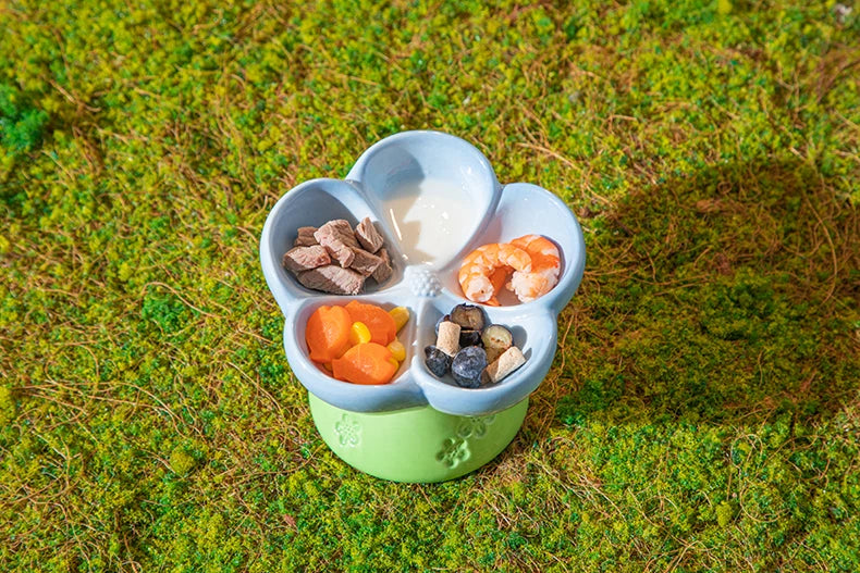 Handmade Ceramic Blossom Sectioned Food Bowl - 1ct