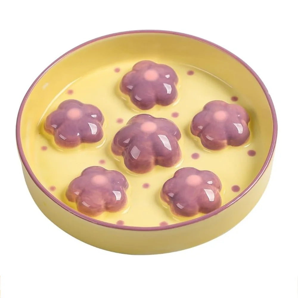 Ceramic Blossom Slow Feeder Dish - 1ct