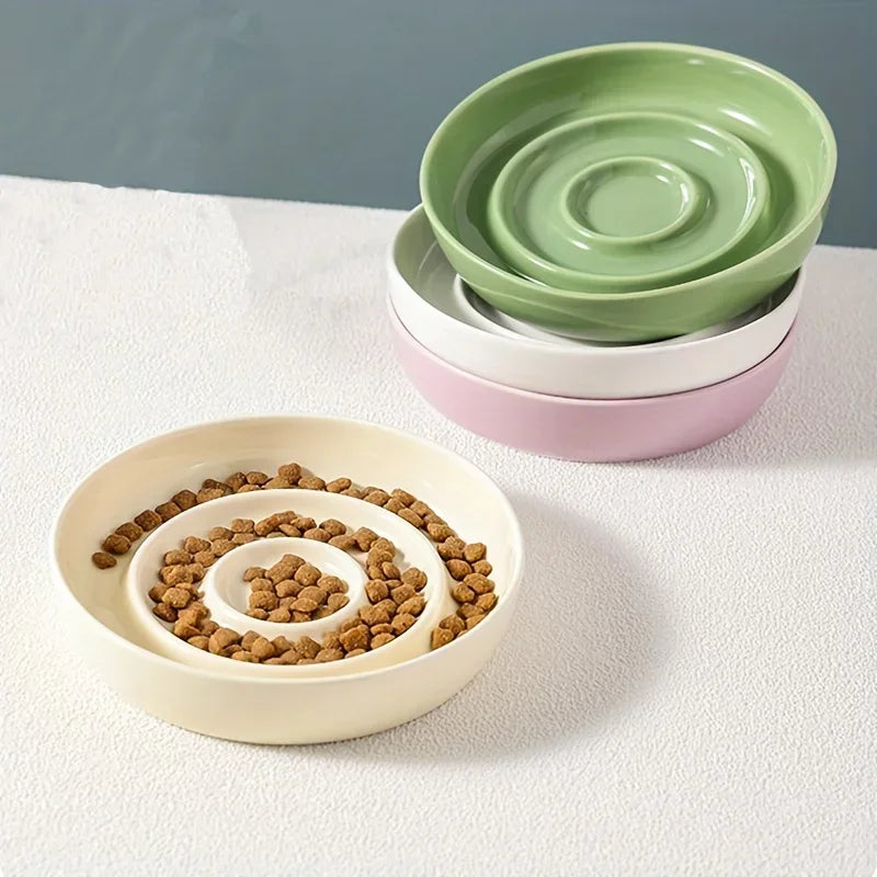 Ceramic Raindrop Slow-Feeder Bowl - 1ct