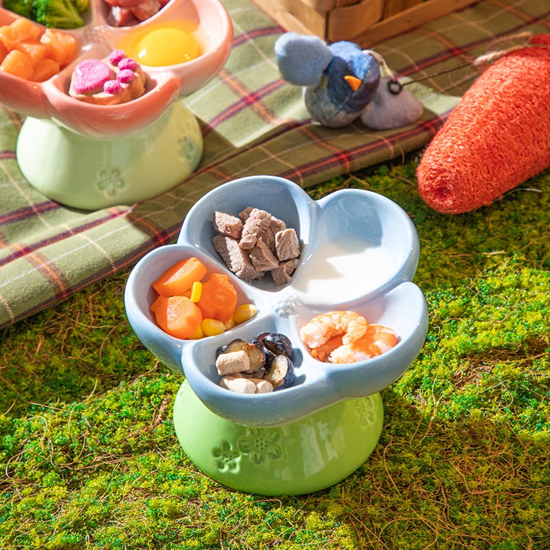 Handmade Ceramic Blossom Sectioned Food Bowl - 1ct