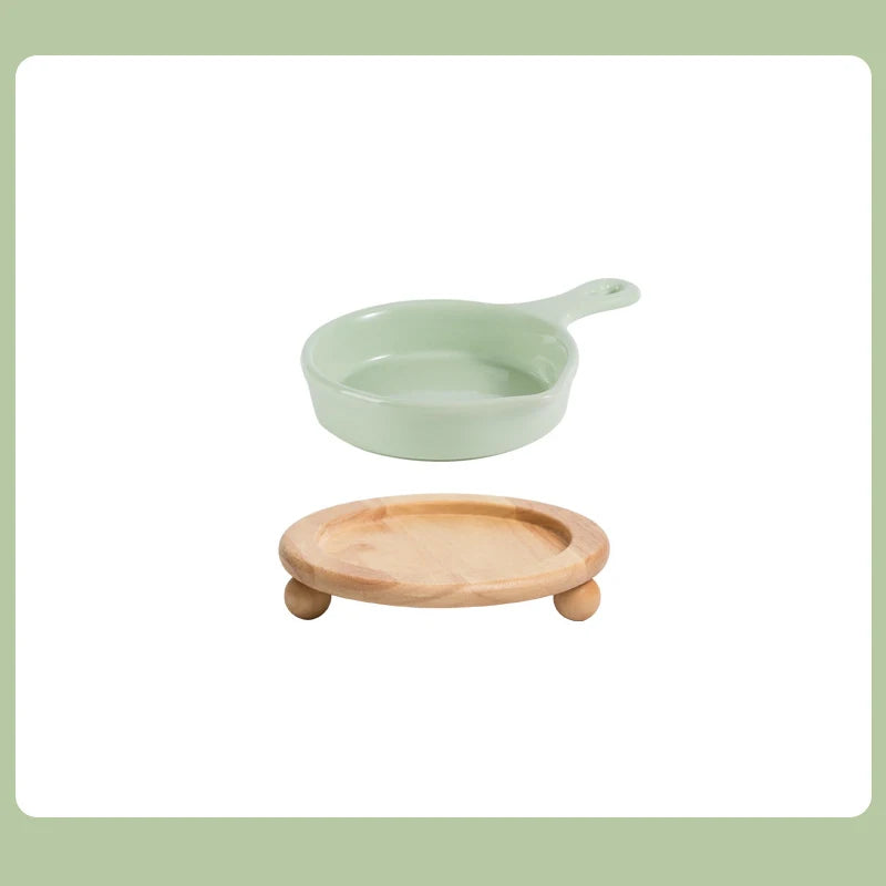 Ceramic Pan-Shaped Shallow Food/Water Dish