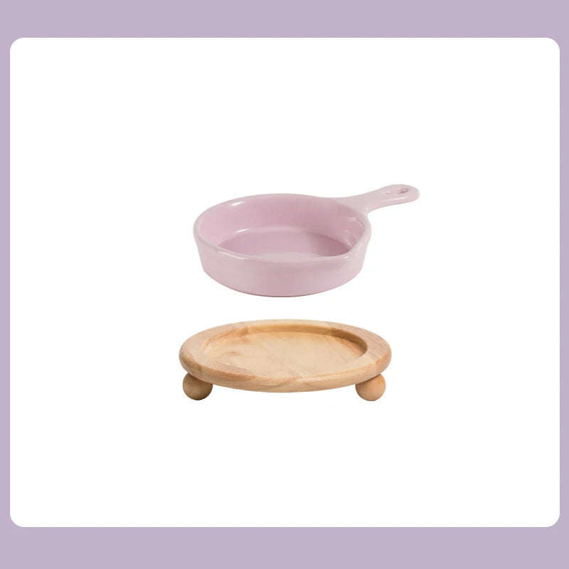 Ceramic Pan-Shaped Shallow Food/Water Dish